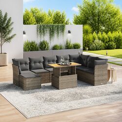 Charming 9-Piece Modular Garden Sofa Set in Grey