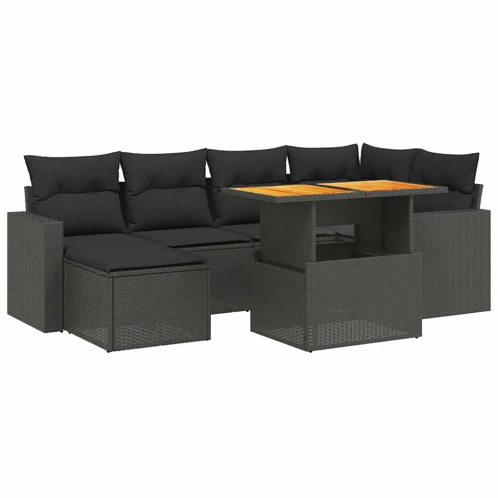 7 Piece Black Garden Sofa Set
