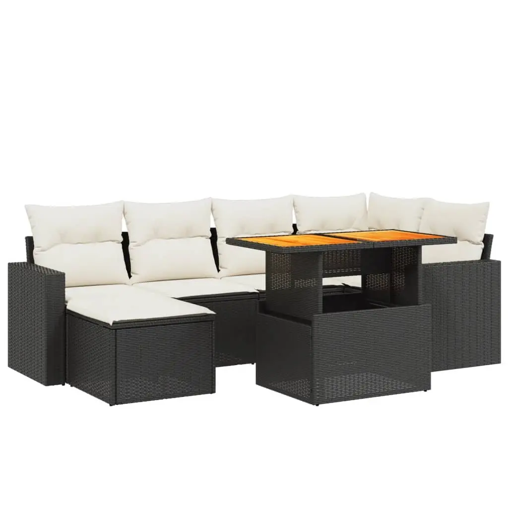 Garden Sofa Set 7 Piece Outdoor Furniture Patio Seating Black Poly Rattan