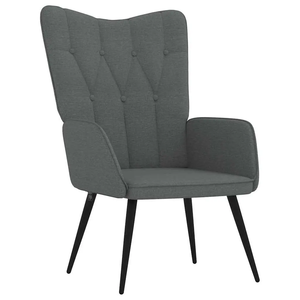 Relaxing Armchair with Stool Dark Grey Fabric Accent Chair Lounge Seat Home