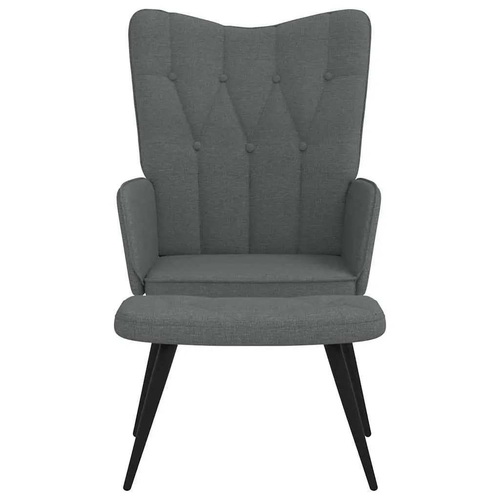 Relaxing Armchair with Stool Dark Grey Fabric Accent Chair Lounge Seat Home