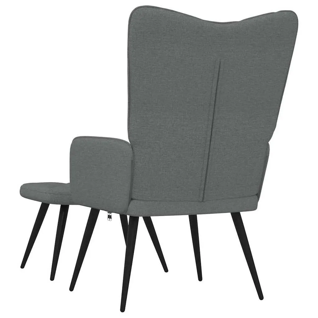 Relaxing Armchair with Stool Dark Grey Fabric Accent Chair Lounge Seat Home