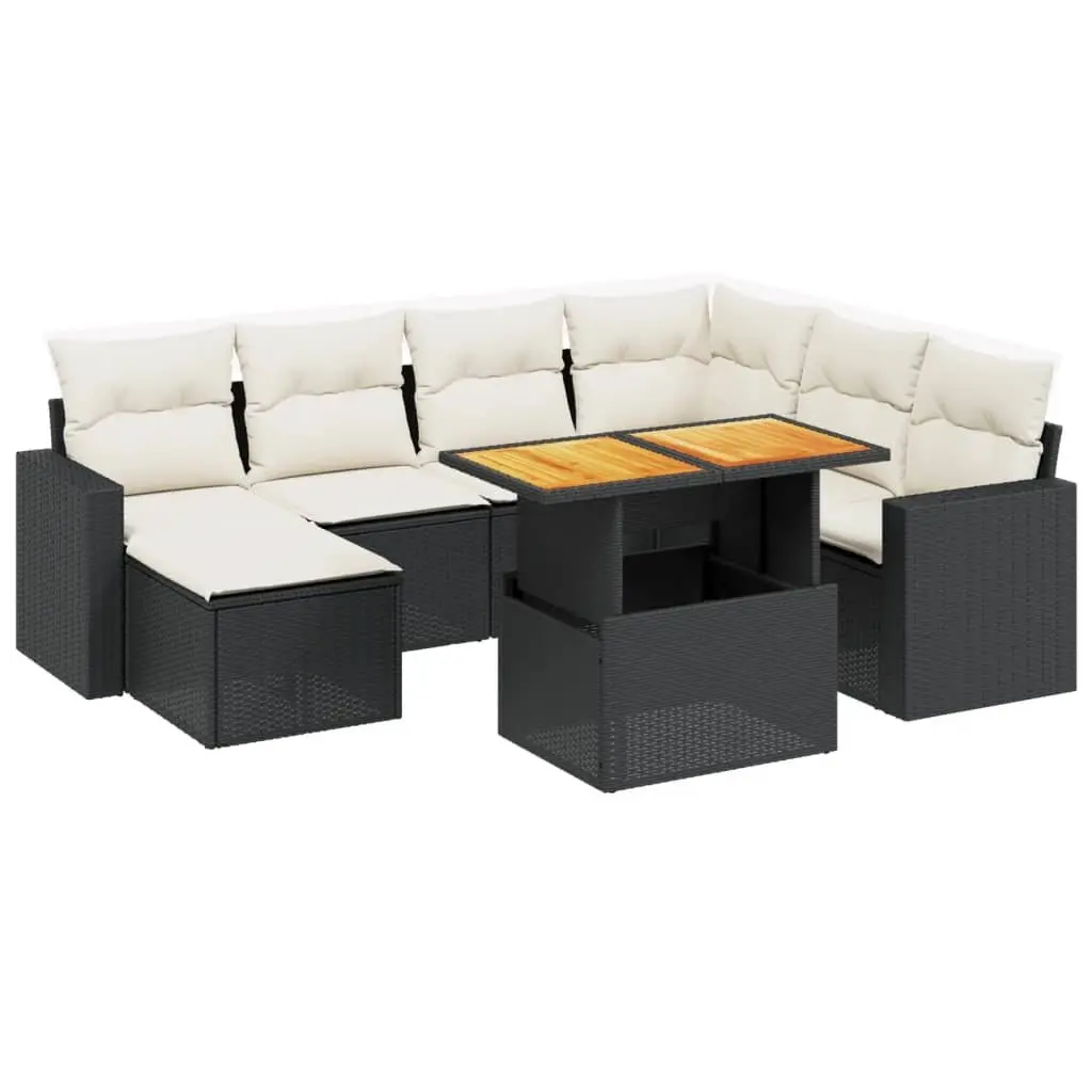 Garden Sofa Set 8 Piece Outdoor Furniture Patio Black Poly Rattan Modular Lounge