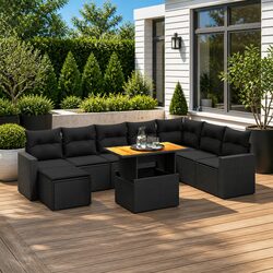 Enhance Your Outdoors with Our 9-Piece Garden Sofa Set
