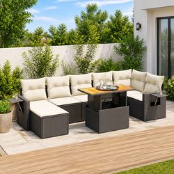Your New 8-Piece Sofa Set Awaits - Black Rattan Design