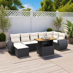 Garden Sofa Set 8 Piece Outdoor Furniture Patio Black Poly Rattan Modular Lounge