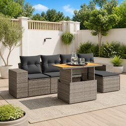 Your 6-Piece Garden Sofa Set in Grey Poly Rattan
