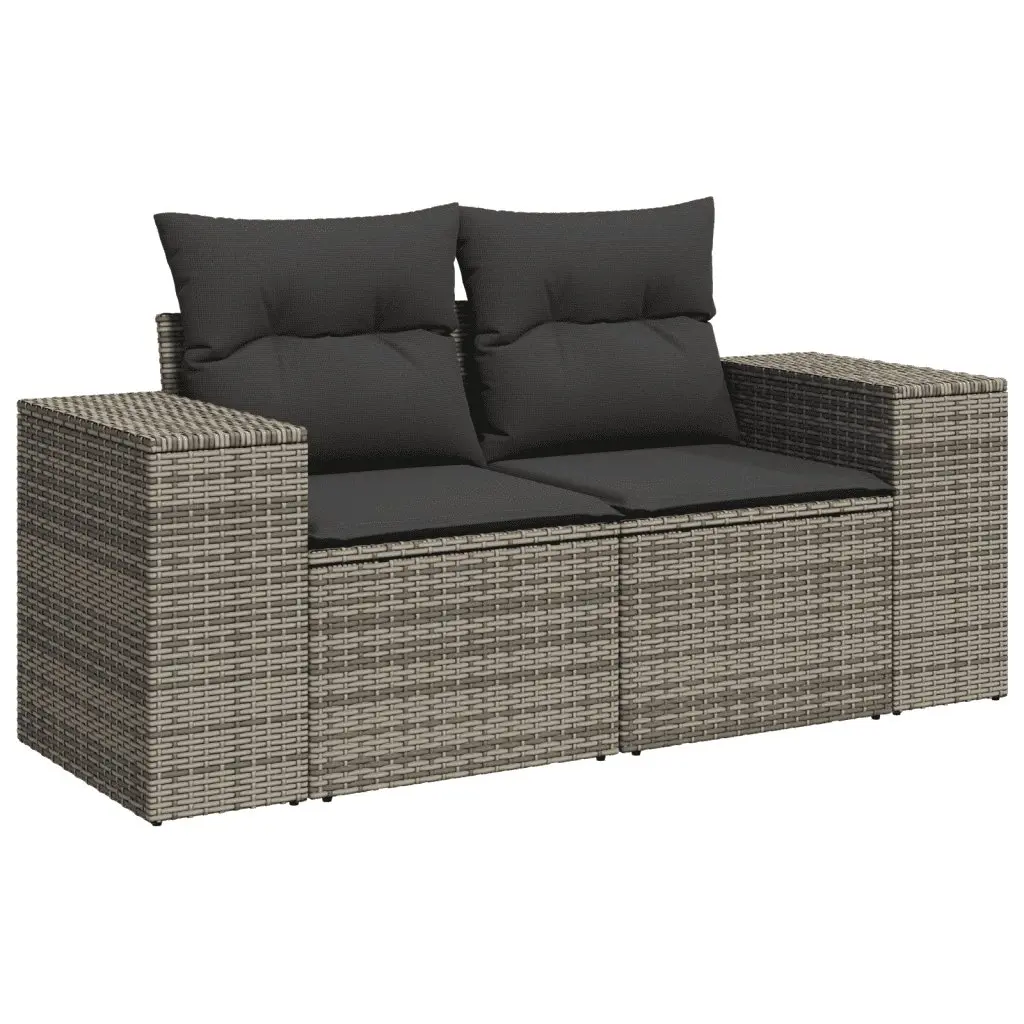 Modular Garden Sofa Set 7 Piece Grey Poly Rattan Outdoor Furniture Patio Seating