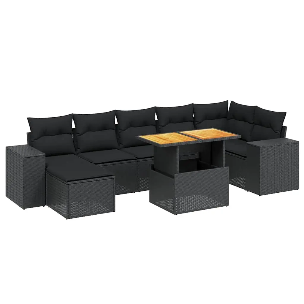 Garden Sofa Set 8 Piece Outdoor Furniture Patio Black Poly Rattan Modular