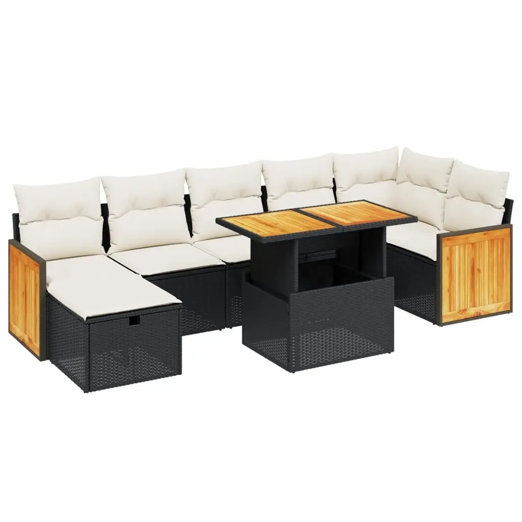 Garden Sofa Set 8 Piece Outdoor Furniture Patio Seating Black Poly Rattan with