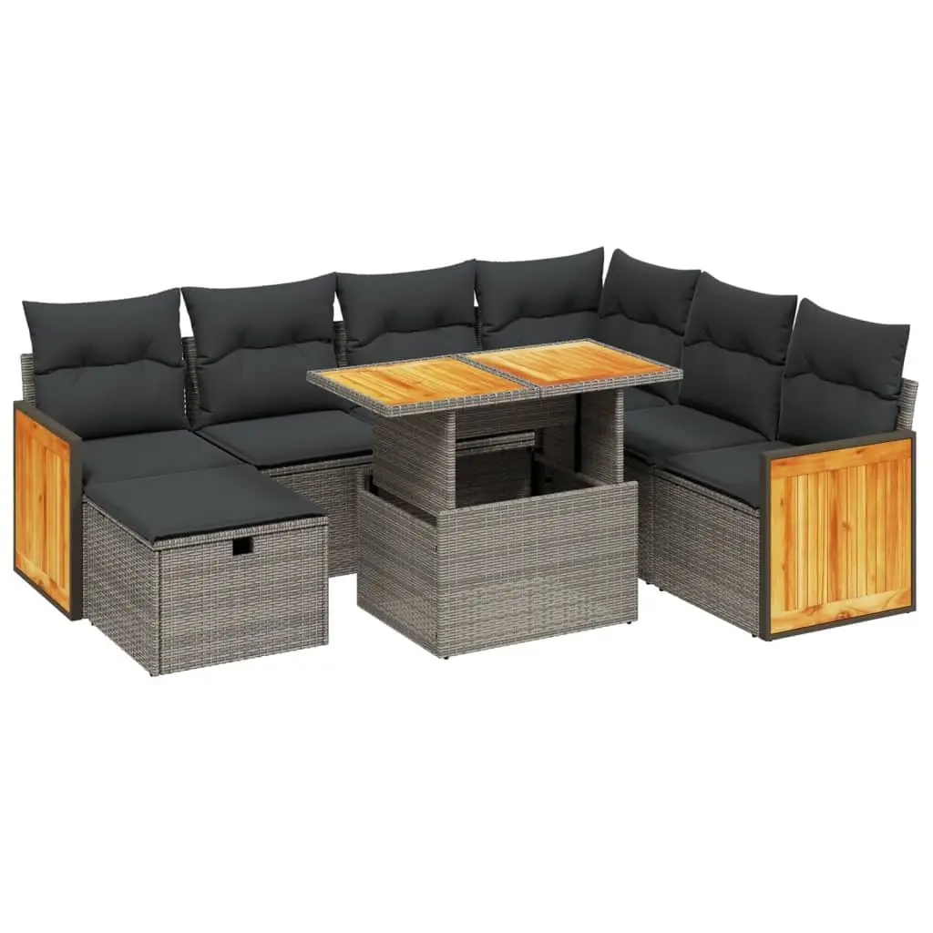 Garden Sofa Set 8 Piece Outdoor Furniture Grey Poly Rattan Modular Patio Seating