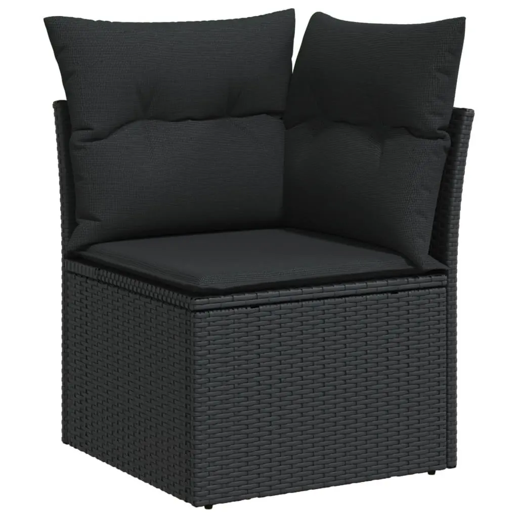 11PieceBlackPErattanGardenSofaSetwithCushionsAdjustableTableforOutdoorPatioLiving