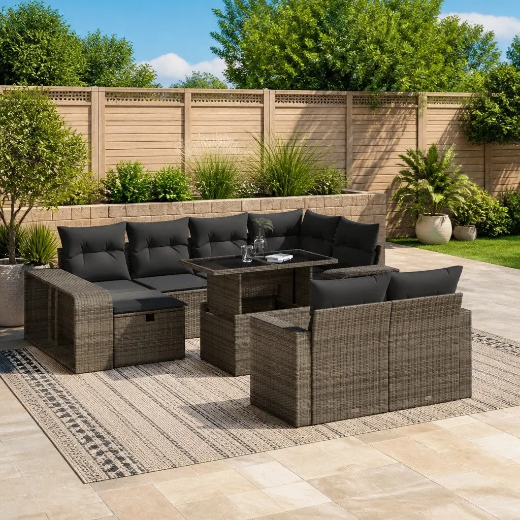 11 Piece Modular Garden Sofa Set in Grey