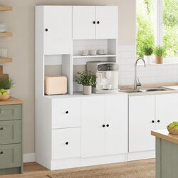 Kitchen Cabinet White Storage Unit Doors Drawers Engineered Wood 95x50x180cm
