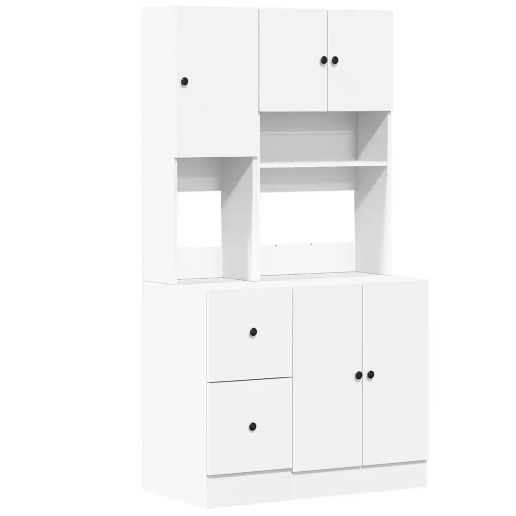 Kitchen Cabinet Storage Unit Engineered Wood White 95x50x180cm with Doors and Drawers