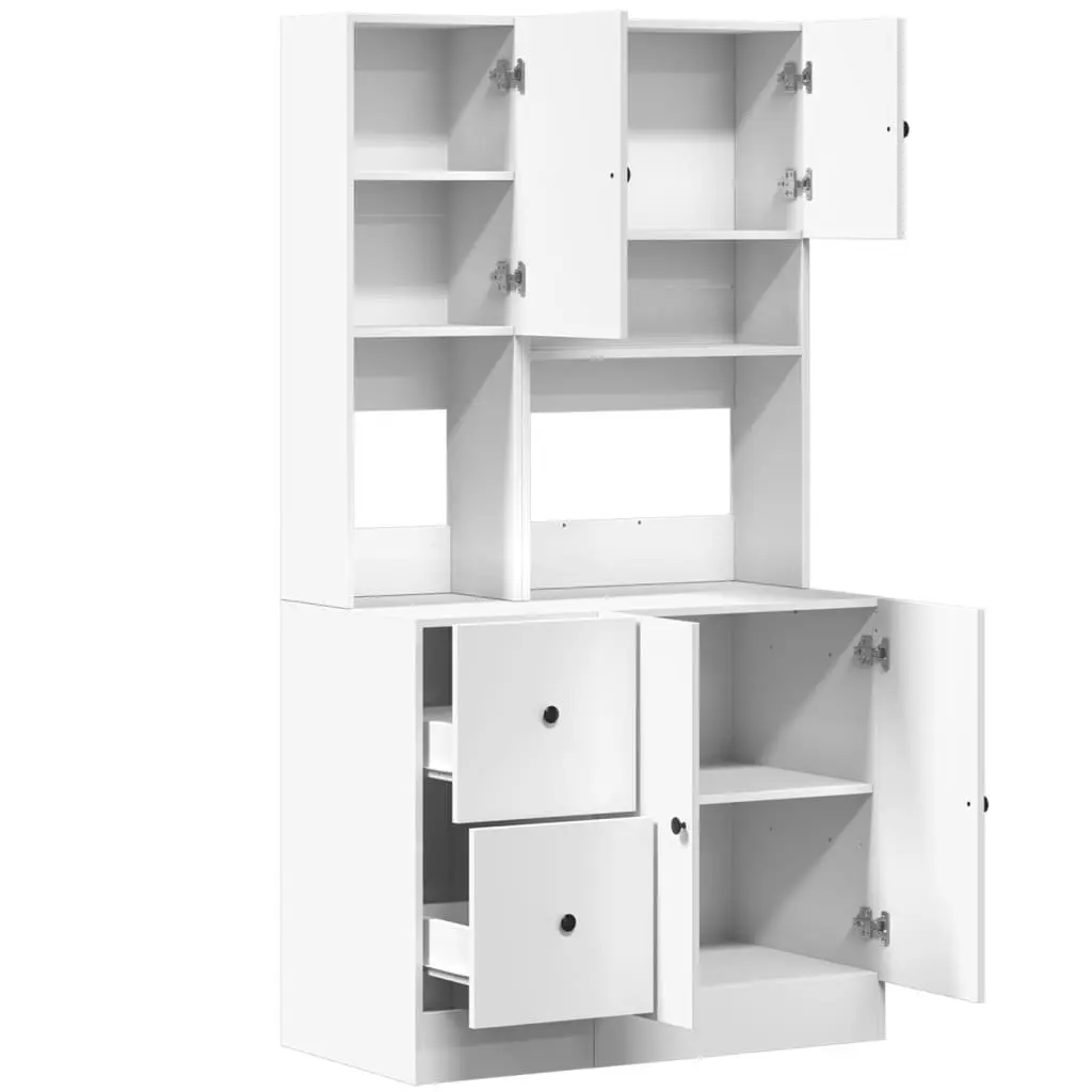 Kitchen Cabinet Storage Unit Engineered Wood White 95x50x180cm with Doors and Drawers