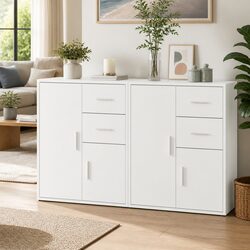 Sideboard Cabinet White Storage Furniture Engineered Wood 60x31x70cm Organiser