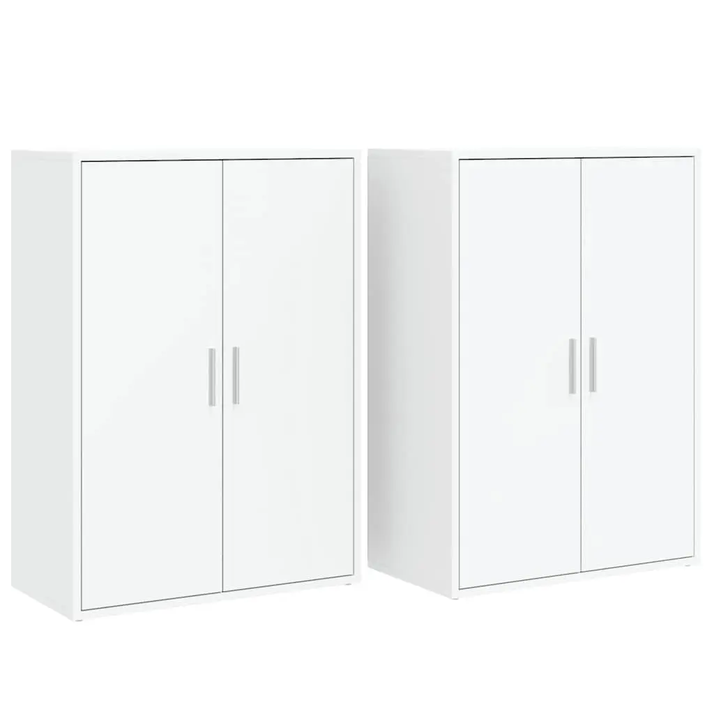 White Engineered Wood Sideboard Storage Cabinet 60 x 31 x 84 cm