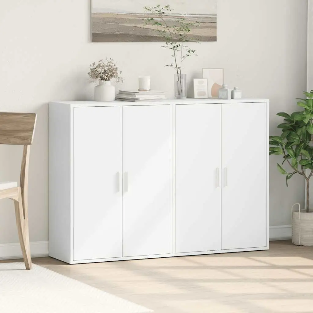 White Engineered Wood Sideboard Storage Cabinet 60 x 31 x 84 cm