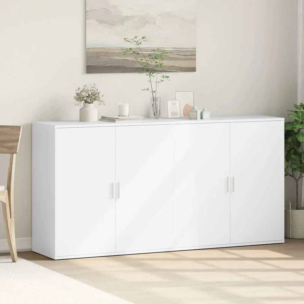 Sideboard Cabinet 2 pcs White 79x38x80 cm Storage Buffet Engineered Wood