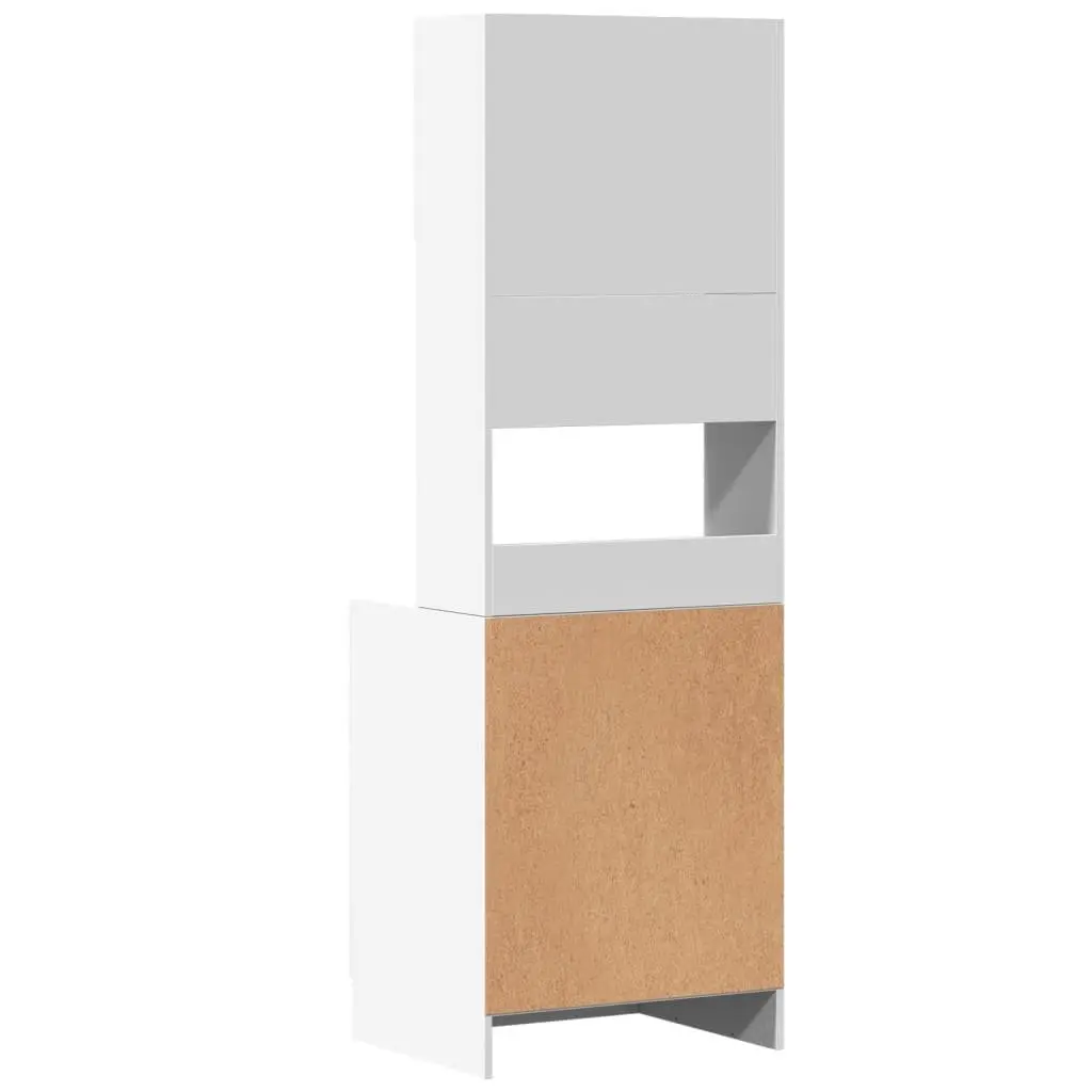 Kitchen Cabinet White Engineered Wood Storage Unit 60W x 50D x 180H cm