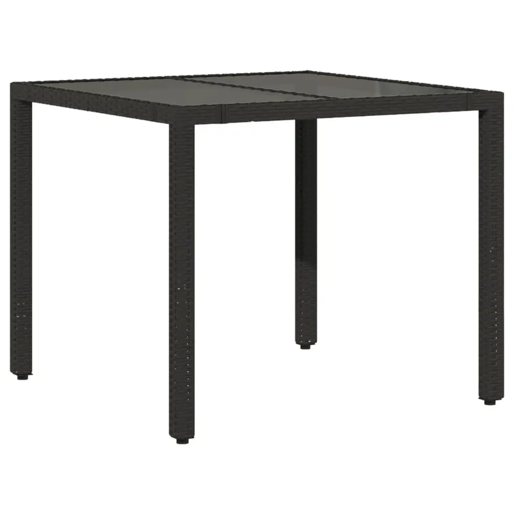 5 Piece Outdoor Dining Set Black Poly Rattan Garden Furniture Patio Table Chairs