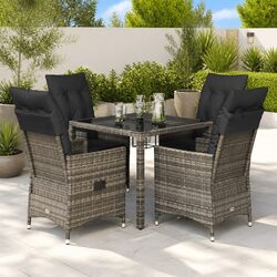 5 Piece Grey Poly Rattan Garden Dining Set - Relax Outside