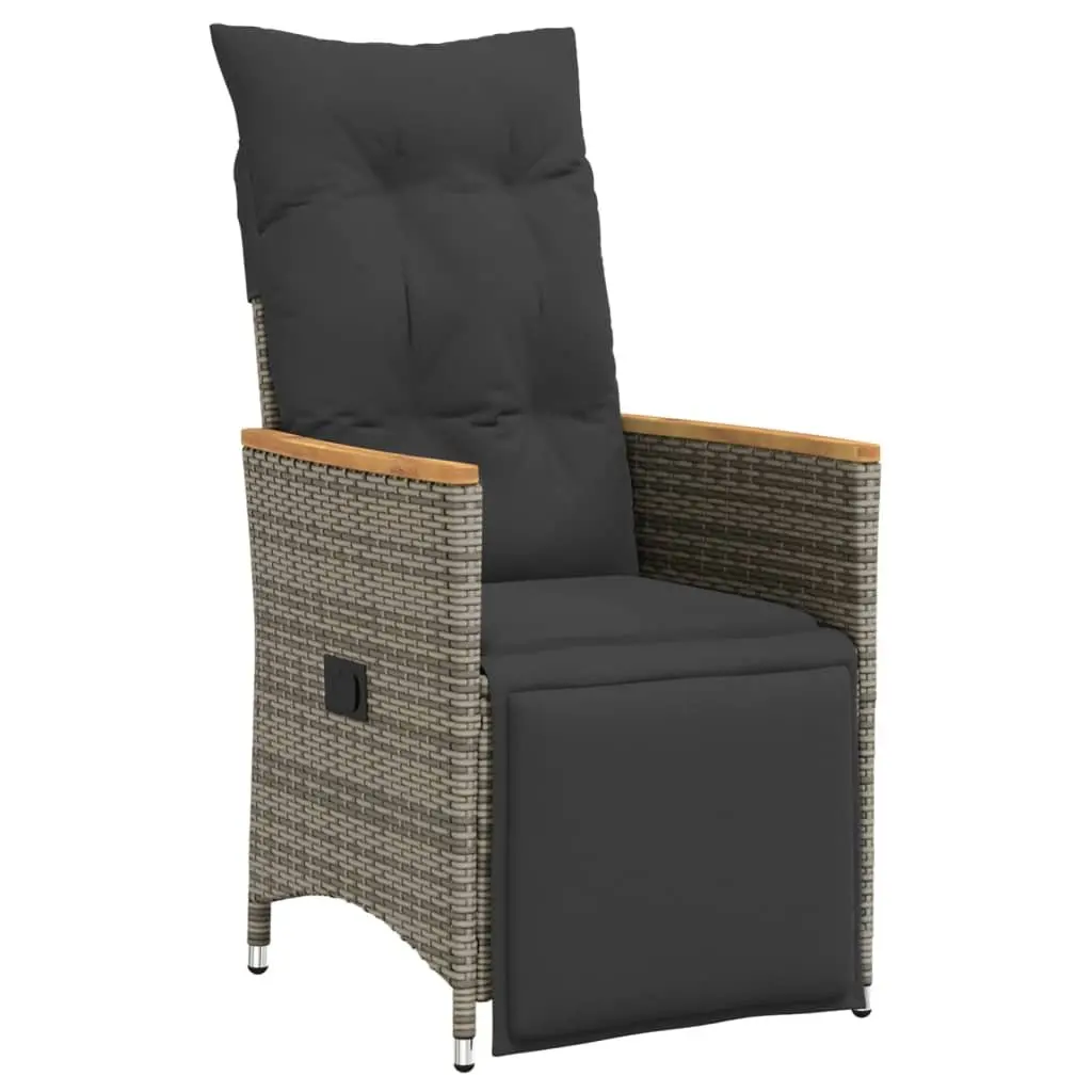 Garden Dining Set 9 Piece Outdoor Furniture Grey Poly Rattan with Cushions Patio