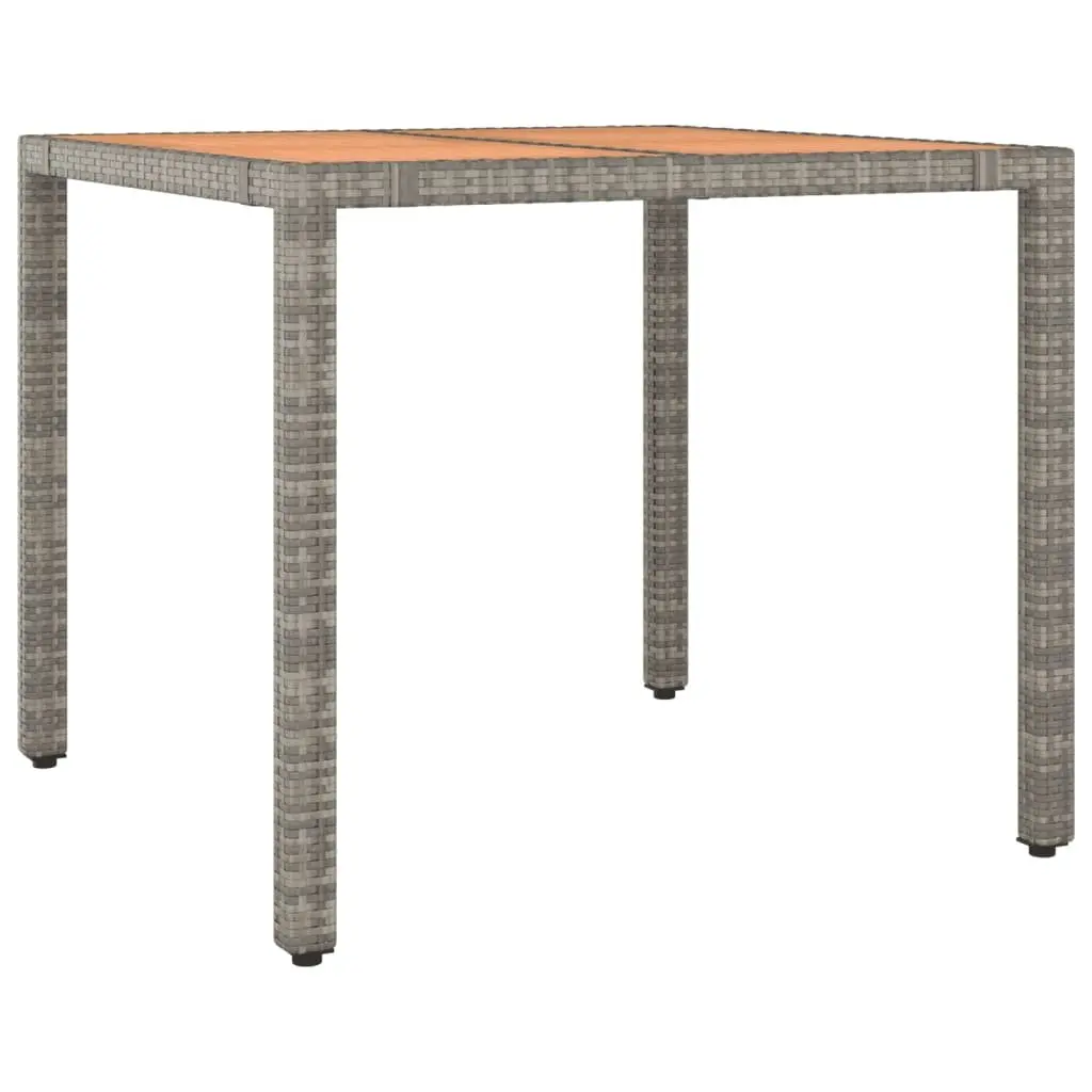 3-Piece Garden Bistro Set Grey Poly Rattan Chair Table Outdoor Furniture