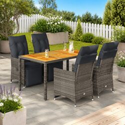 Stylish 5 Piece Grey Bistro Set with Cushions for Outdoors