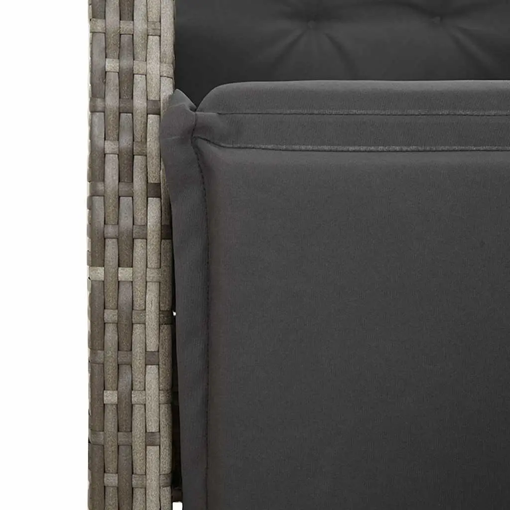 Garden Bistro Set 9 Piece Outdoor Furniture Grey Poly Rattan Adjustable Cushions