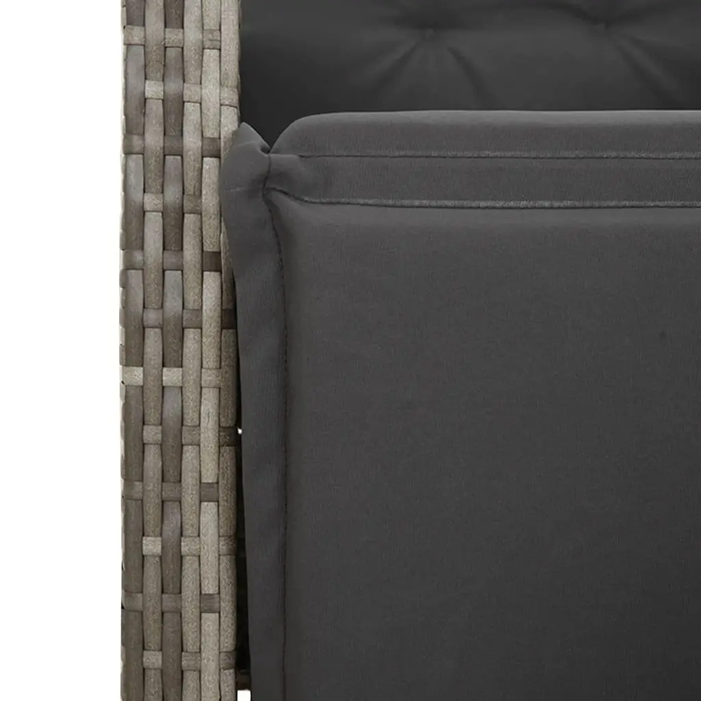 Garden Bistro Set 5 Piece Grey Poly Rattan Outdoor Furniture with Cushions and Tempered Glass Table