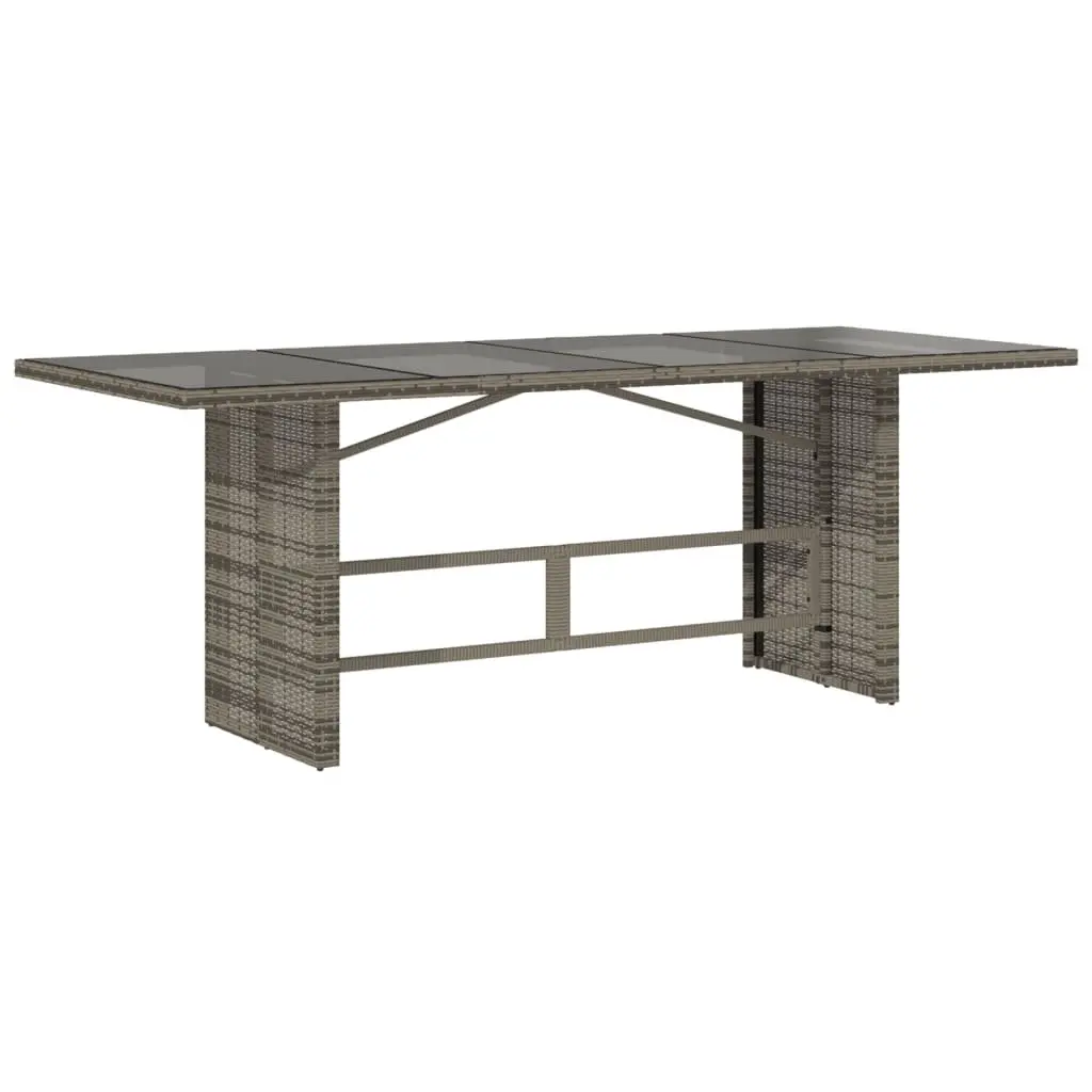 7 Piece Outdoor Bistro Set Grey PE Rattan Furniture with Cushions and Tempered Glass Table