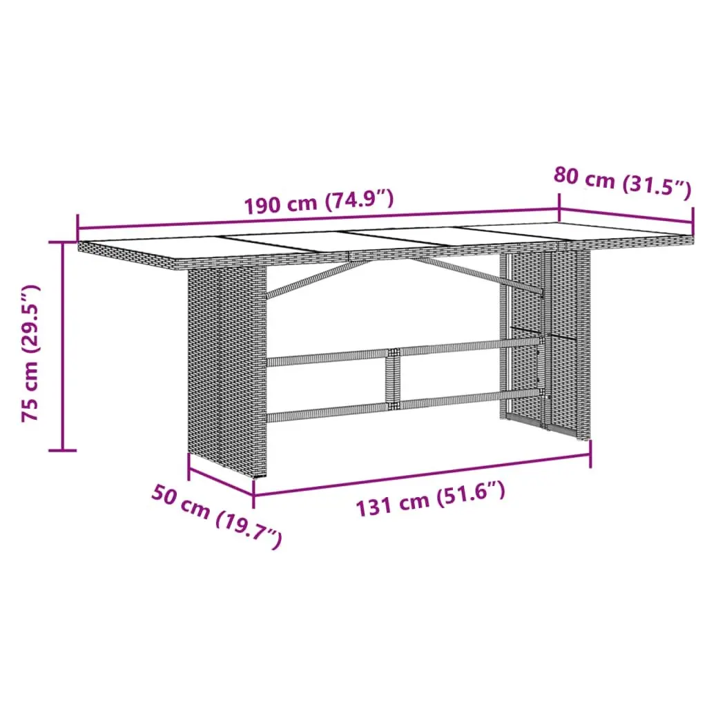 7 Piece Outdoor Bistro Set Grey PE Rattan Furniture with Cushions and Tempered Glass Table