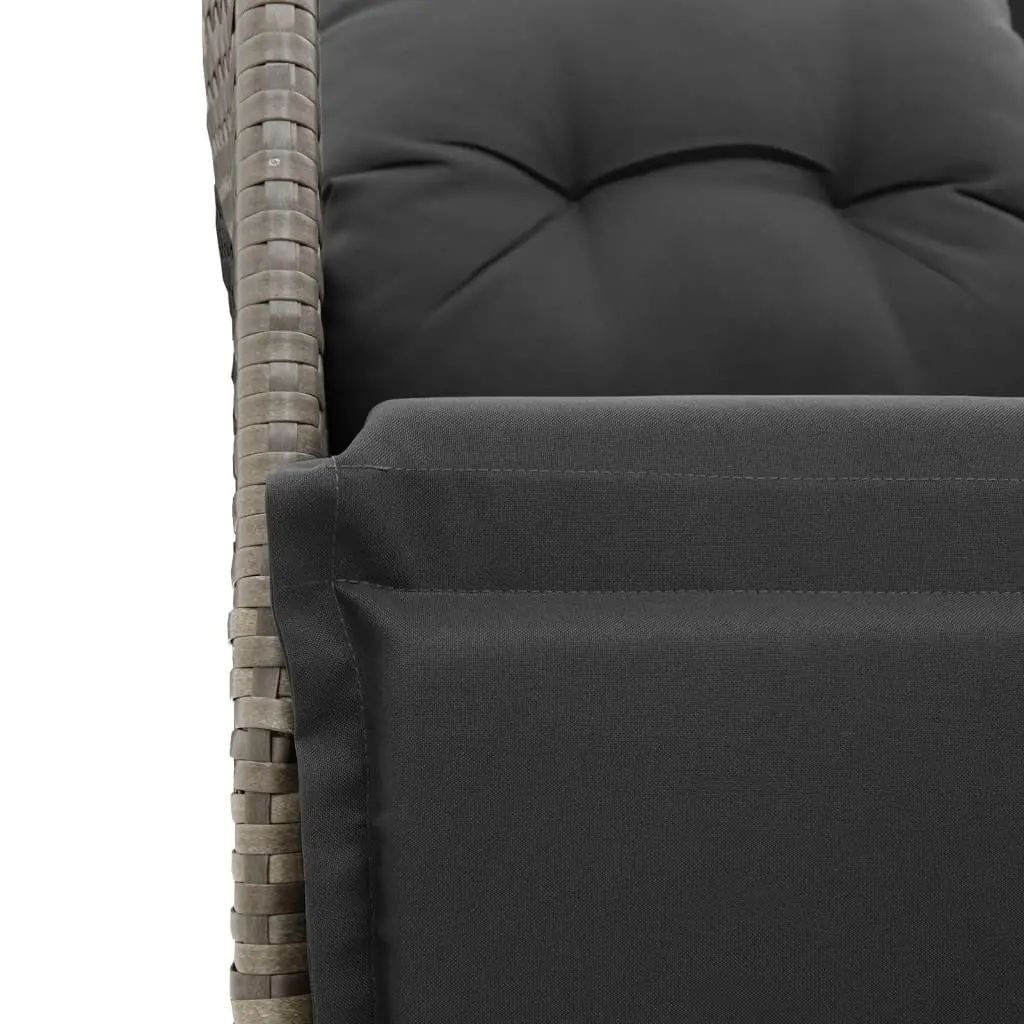 Outdoor Bistro Set 3 Piece Adjustable Backrest Grey Poly Rattan with Cushions