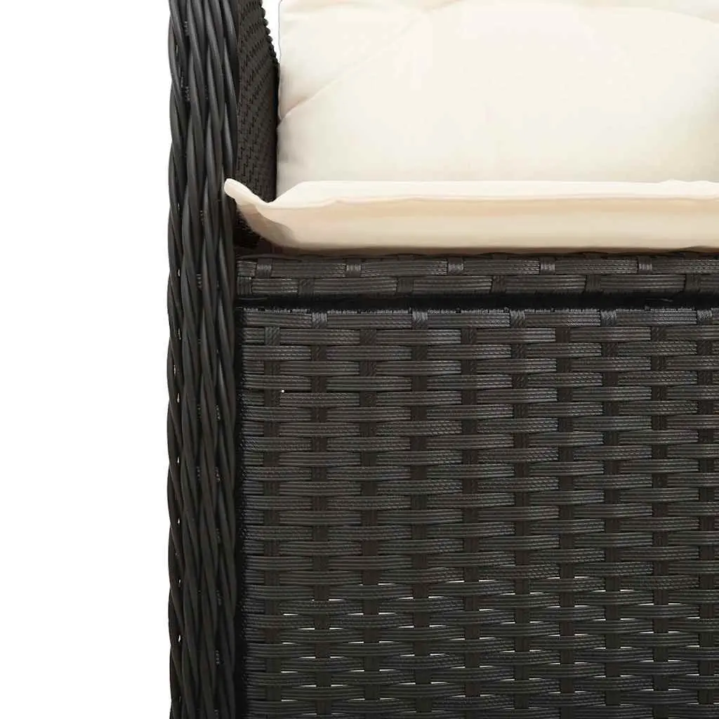 Garden Bistro Set 9 Piece Outdoor Furniture Adjustable Backrest Black Poly Rattan