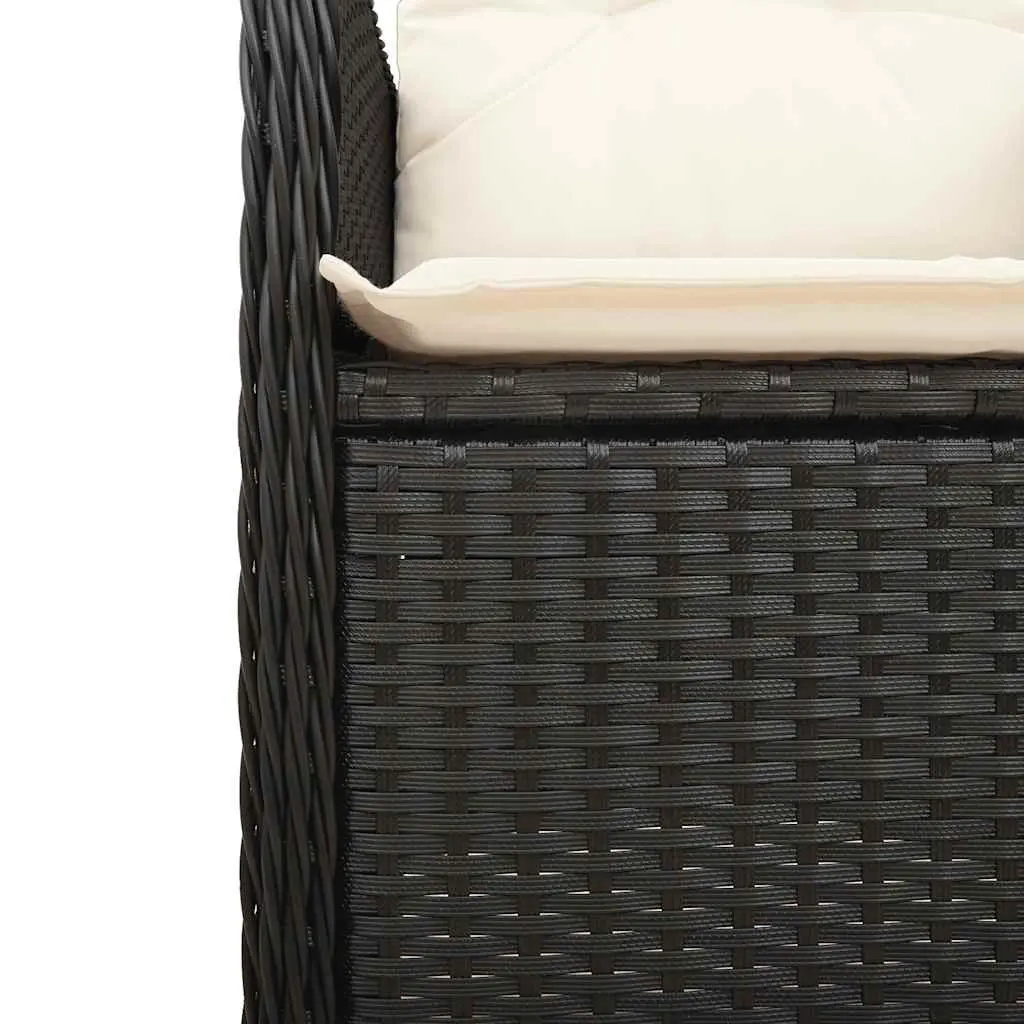 5 Piece Garden Bistro Set with Cushions Black PE Rattan Outdoor Furniture