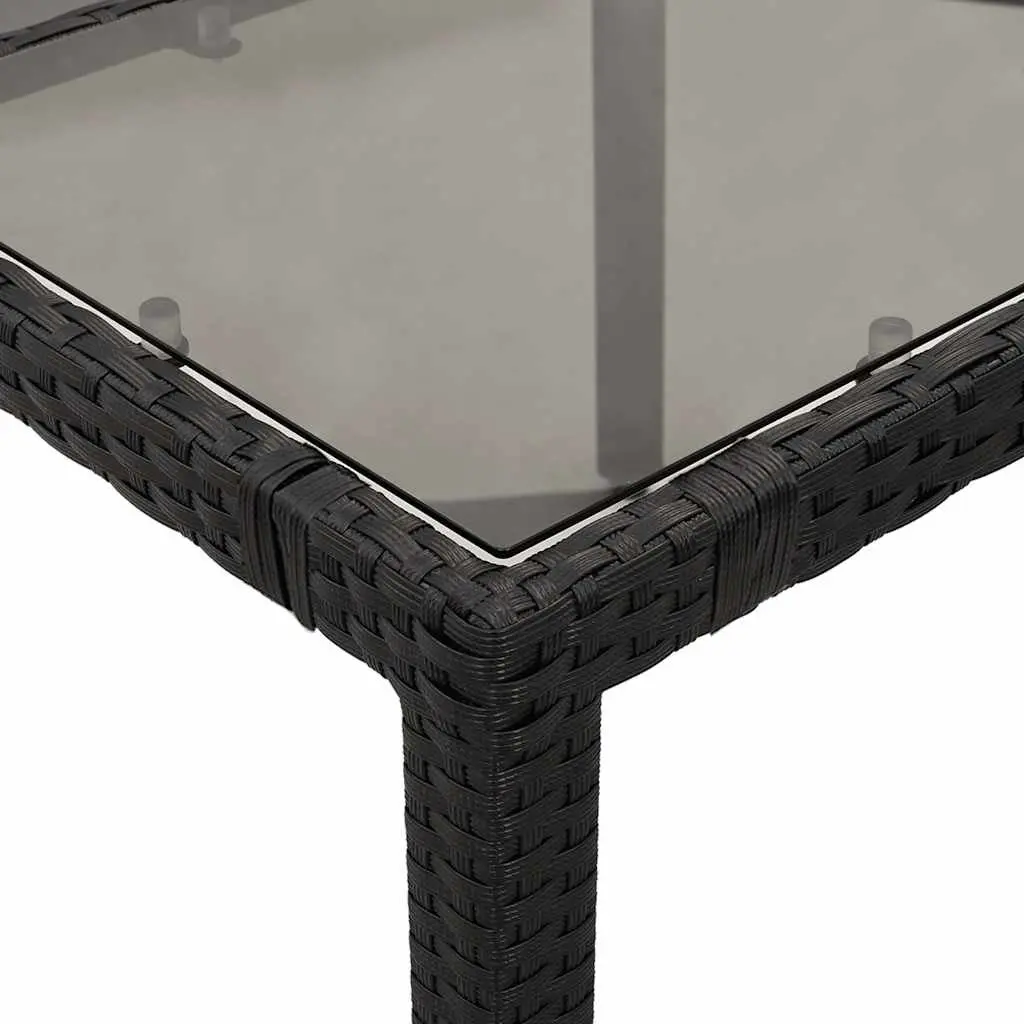 5 Piece Garden Bistro Set with Cushions Black PE Rattan Outdoor Furniture