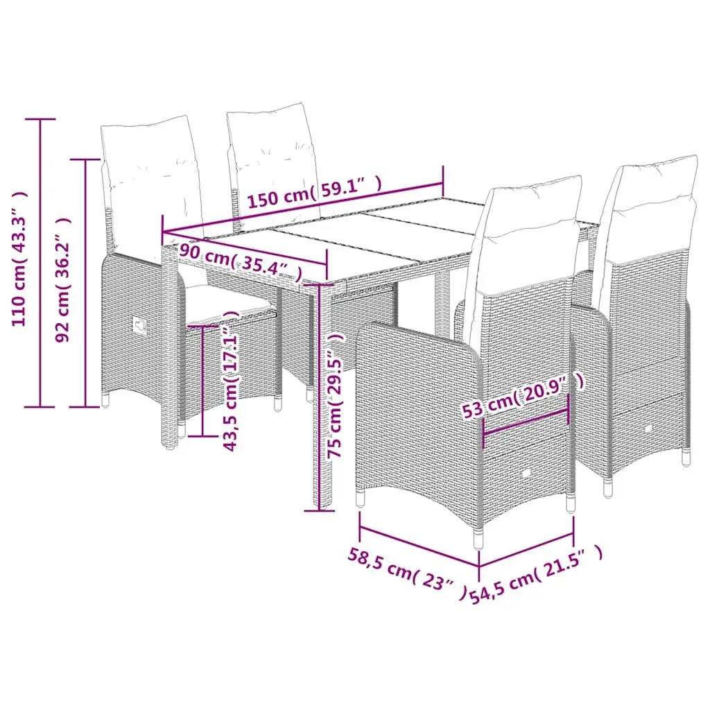 5 Piece Bistro Set