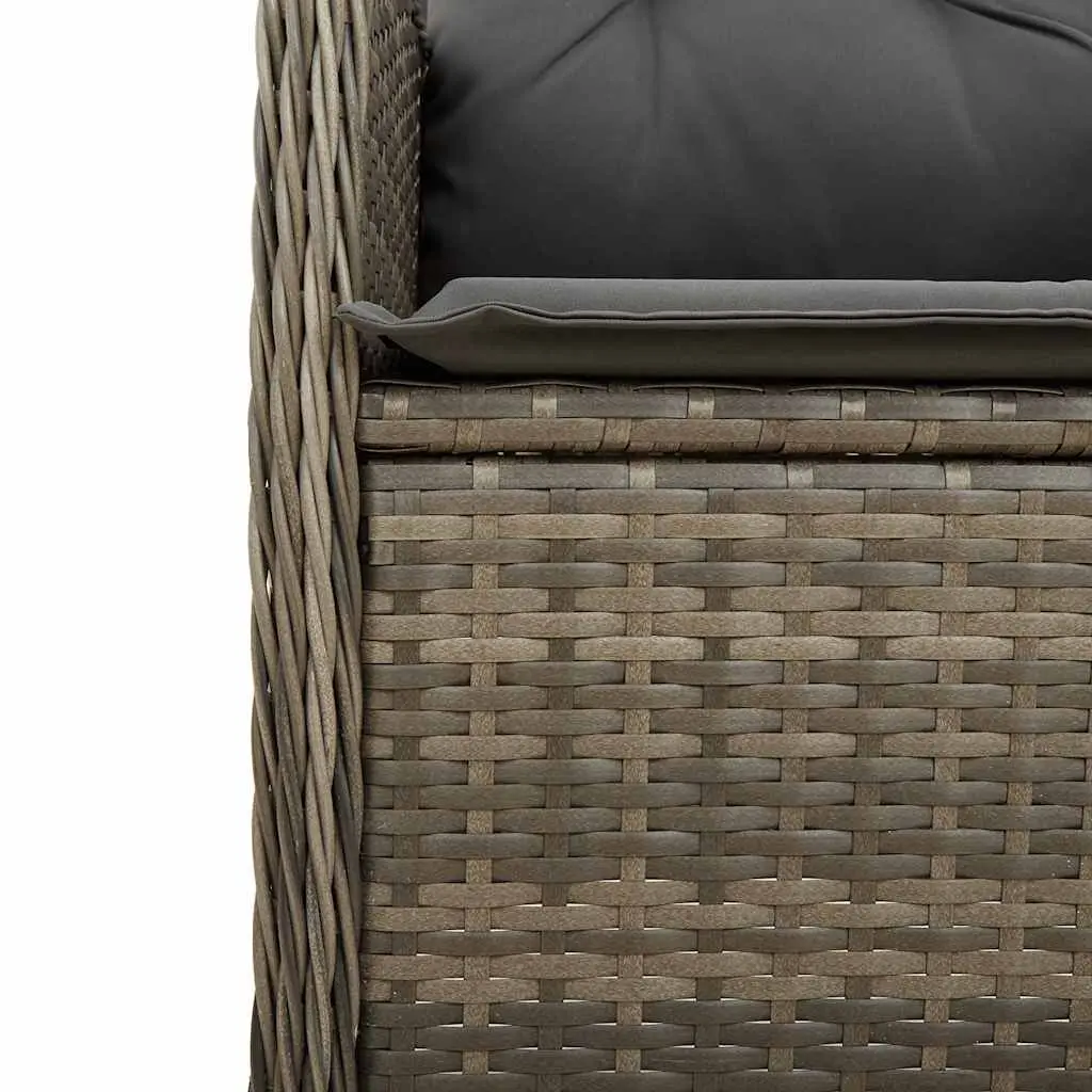 Bistro Set Outdoor Furniture Grey Poly Rattan 3 Piece with Cushions