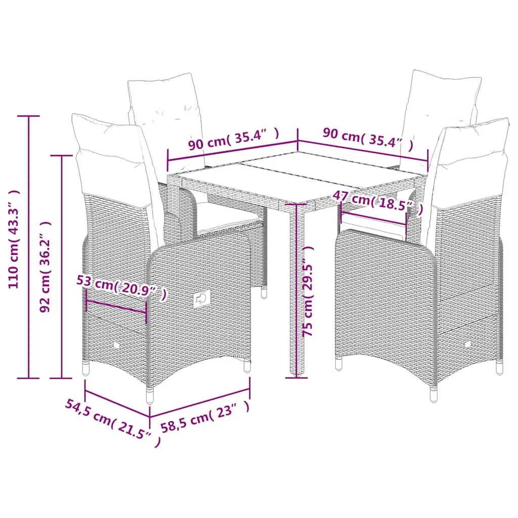 5-Piece Garden Bistro Set