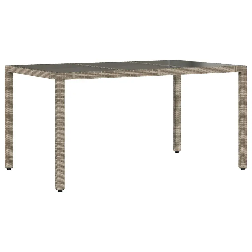 5 Piece Grey Outdoor Bistro Set with Cushions Tempered Glass Table and Adjustable Backrest Poly Rattan Garden Furniture