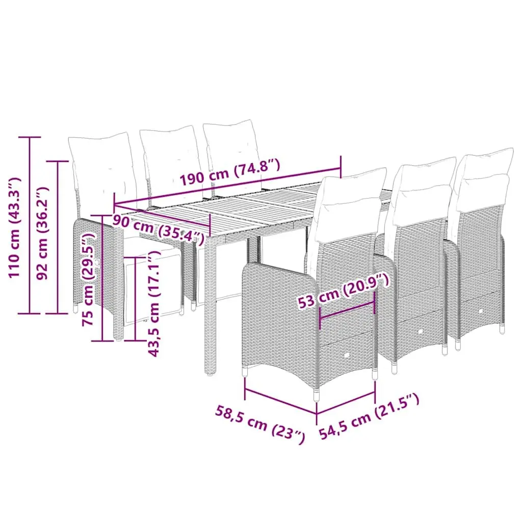 7 Piece Garden Bistro Set