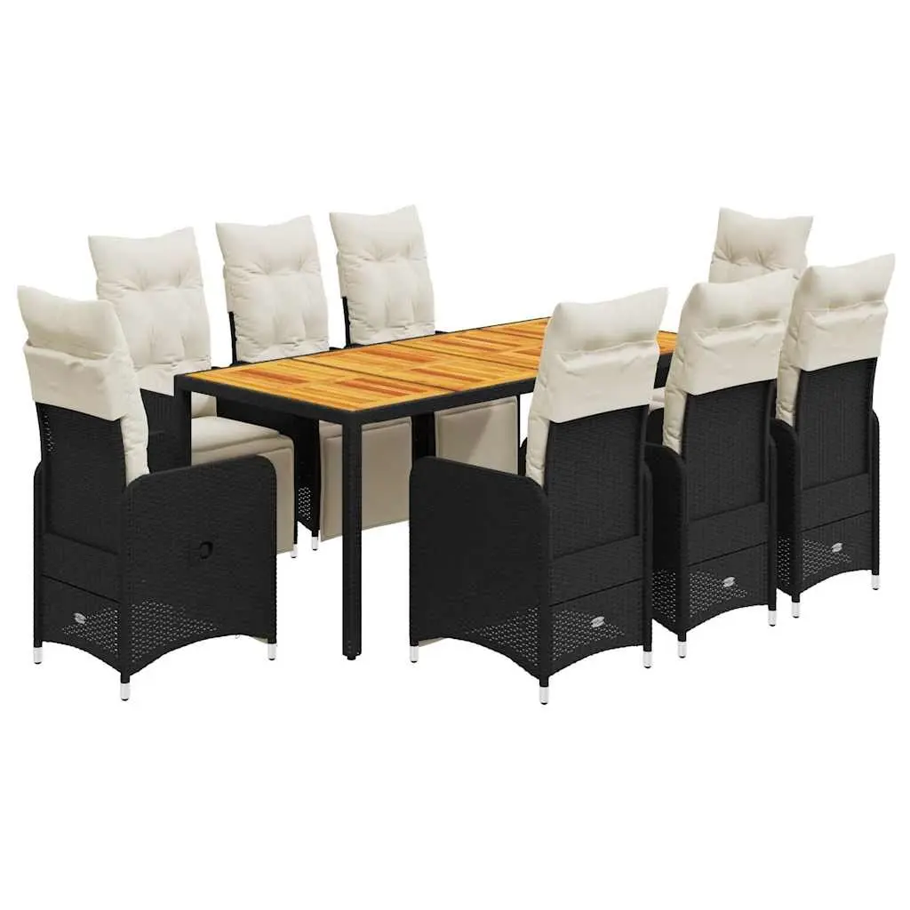 9 Piece Garden Bistro Set Outdoor Furniture Dining Table Chairs with Cushions