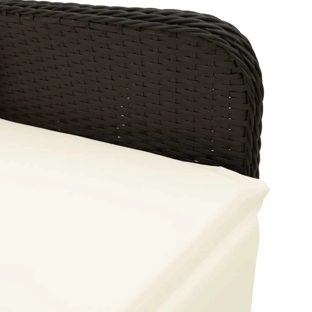 7 Piece Garden Bistro Set Black Rattan Cushions