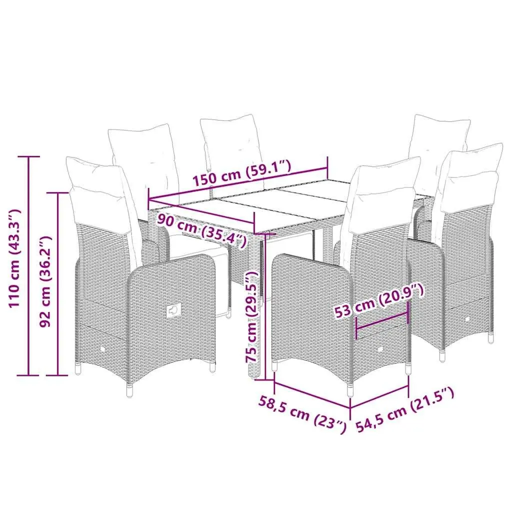 7 Piece Outdoor Bistro Set