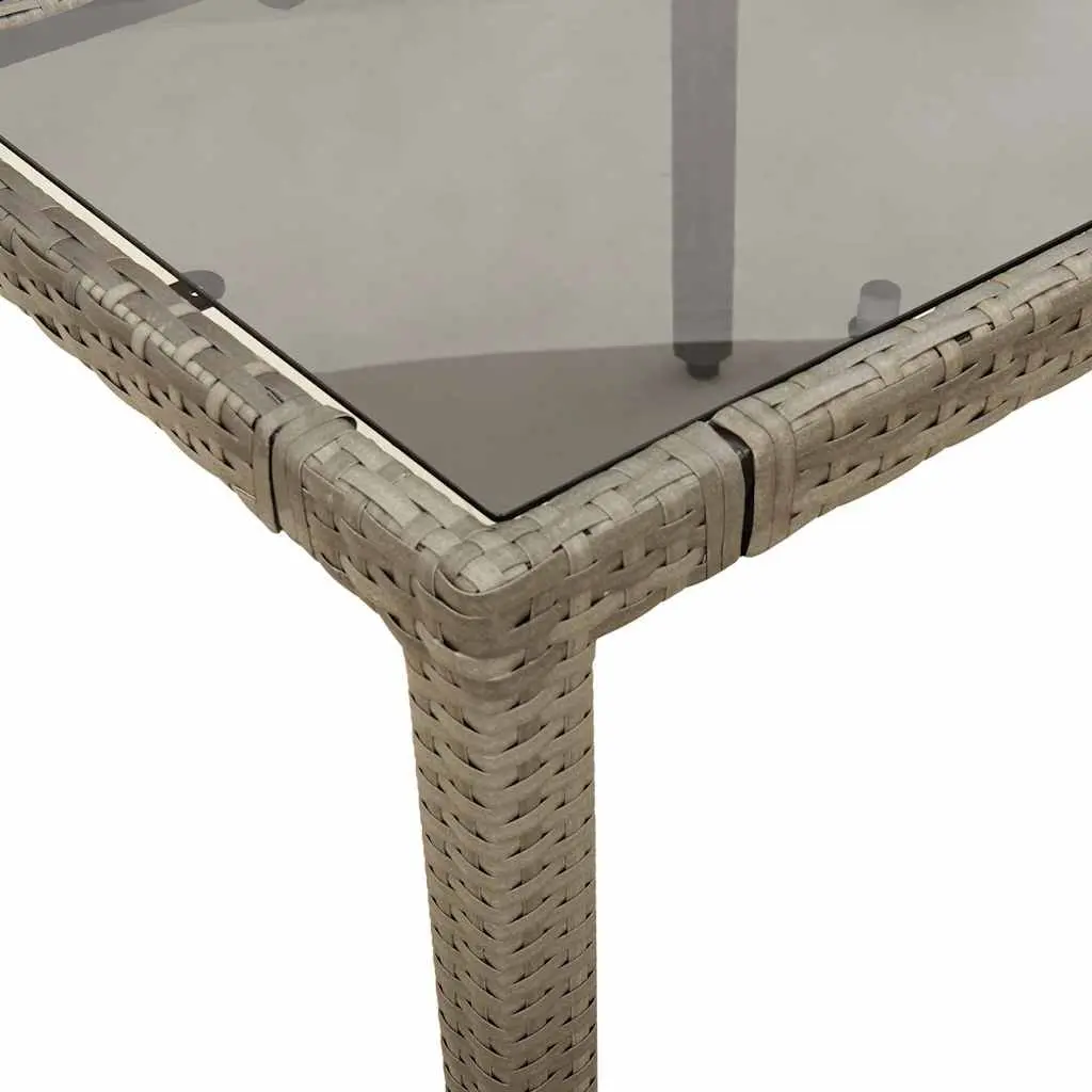 Bistro Set 7 Piece Outdoor Furniture Grey Poly Rattan with Cushions