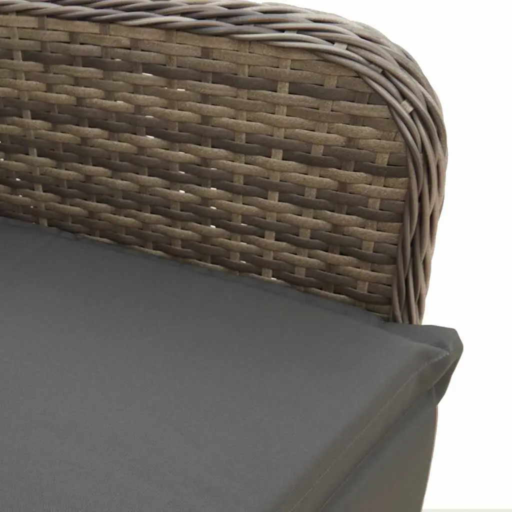 Bistro Set 7 Piece Outdoor Furniture Grey Poly Rattan with Cushions