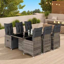 7 Piece Bistro Set in Grey - Comfort Meets Practicality
