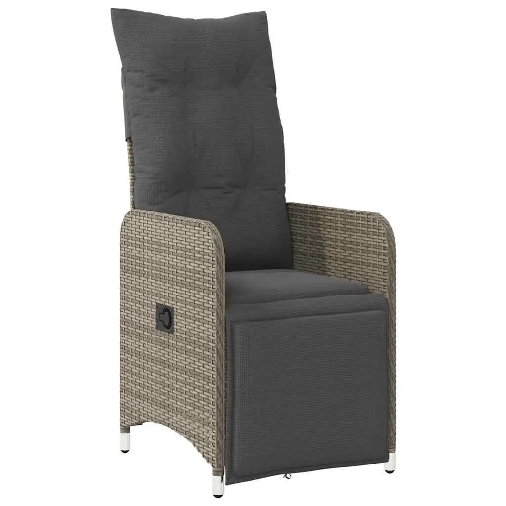Garden Bistro Set 9 Piece Outdoor Furniture Grey Poly Rattan with Cushions